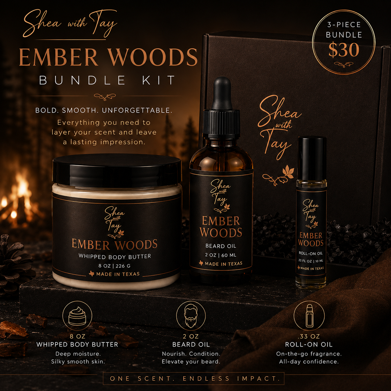 Shea with Tay Men’s 3-Piece Grooming Bundle