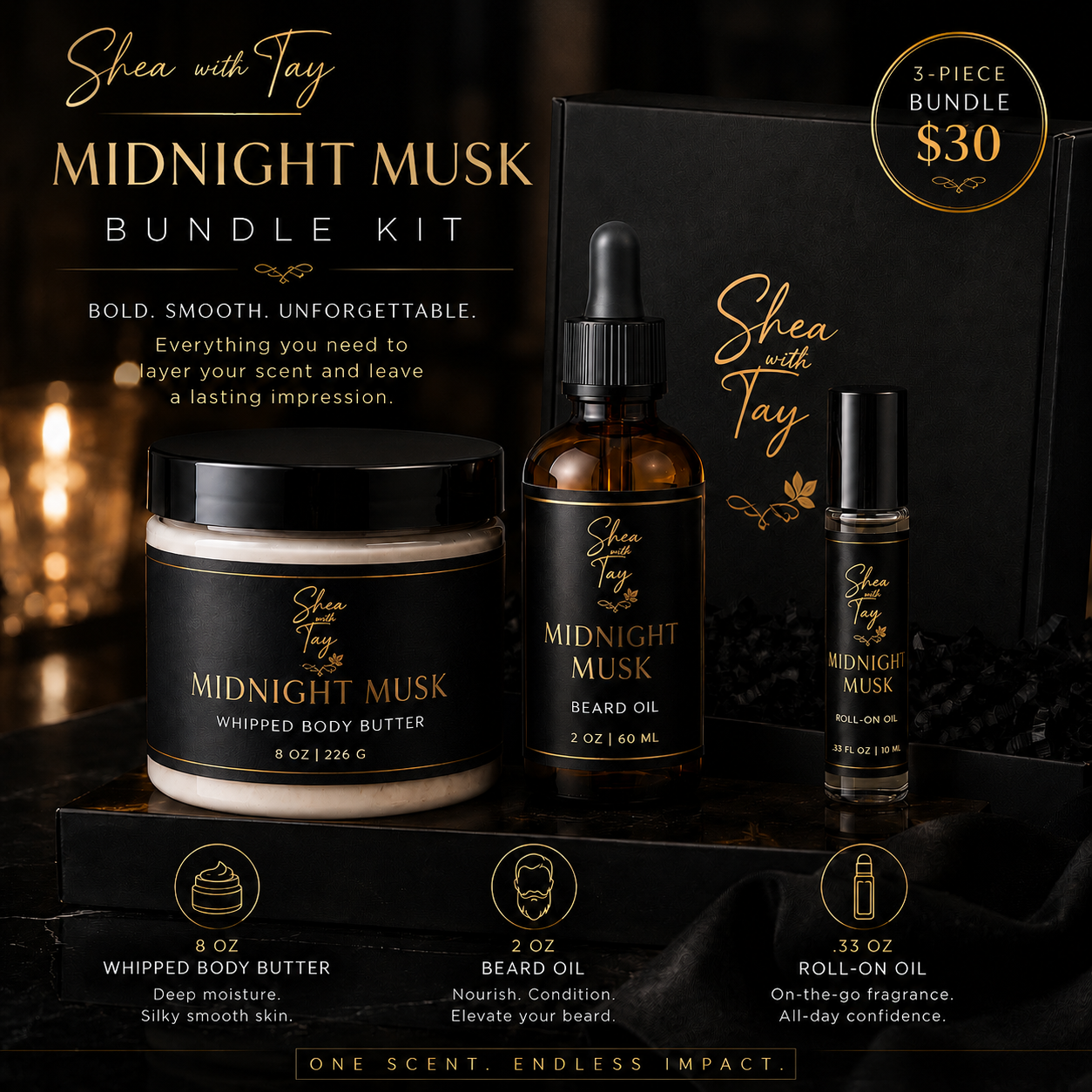 Shea with Tay Men’s 3-Piece Grooming Bundle